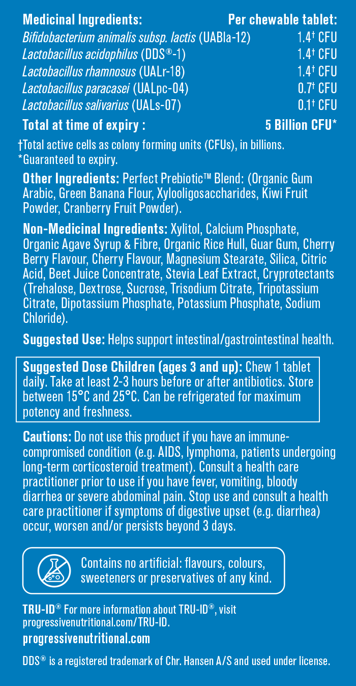Progressive Perfect Probiotic 5 Billion Kids Cherry Berry 60 Chewable Tablets - Image 3